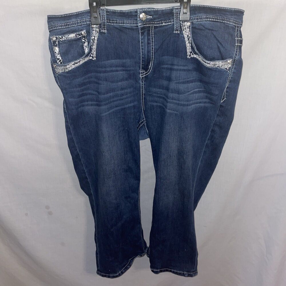 Grace In L.A. Women’s Capri Jeans Size 20 Blue Western Rodeo Cowgirl Outdoors